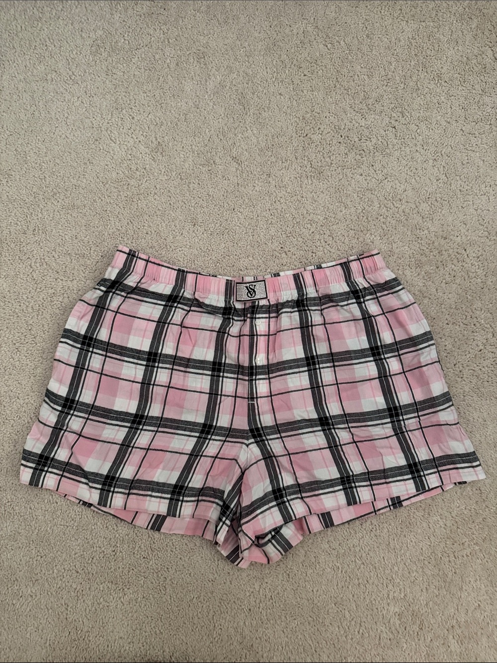 NWOT Victoria's Secret Pink and Black Plaid Lounge Shorts